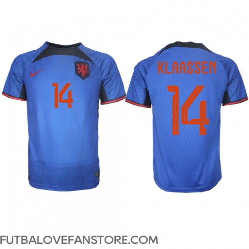 Holandsko Davy Klaassen #14 Vonkajší futbalový dres MS 2022 Krátky Rukáv